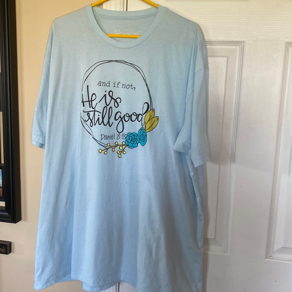 Love in faith baby blue t shirt